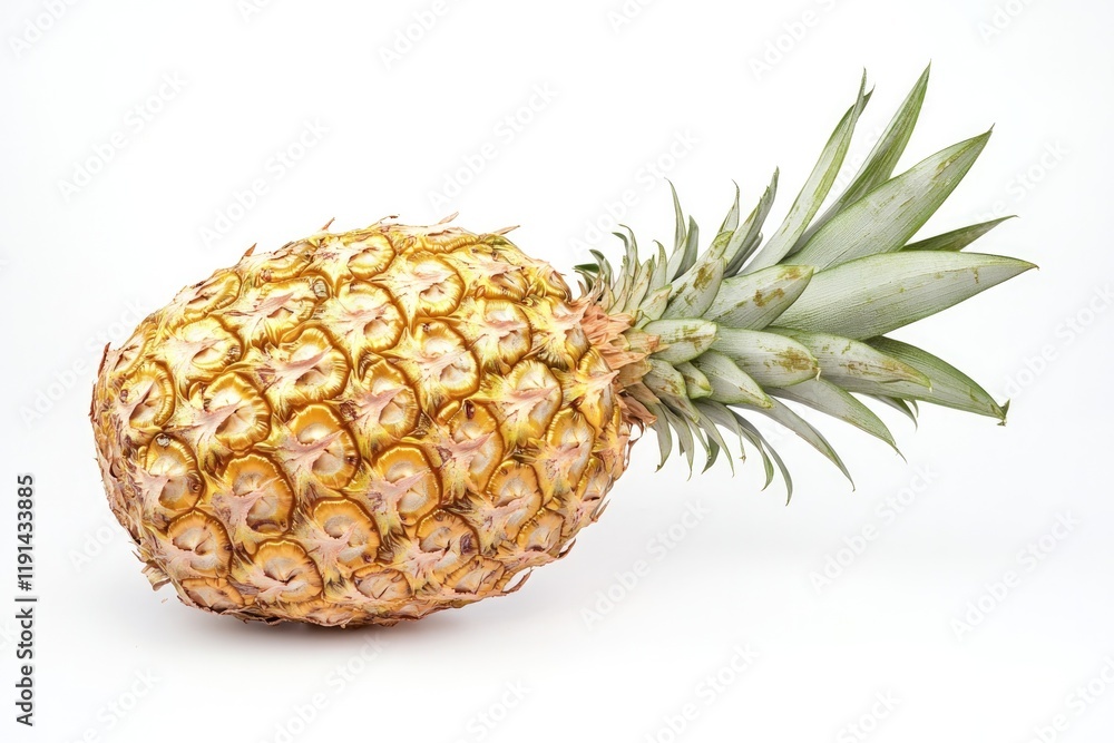 Fresh pineapple with vibrant yellow skin and lush green leaves s Fresh pineapple with vibrant yellow skin and lush green leaves s