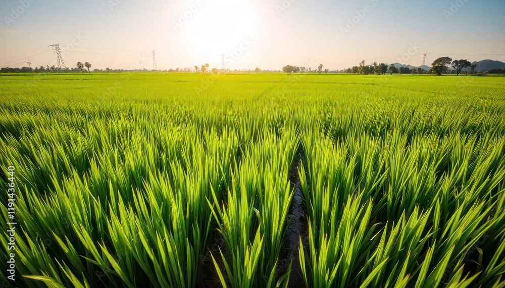 Fototapeta premium rice field and blue sky