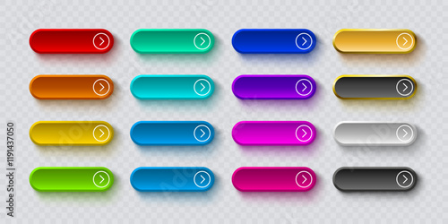 Click here button set, link mouse click, transparent background. Vector illustration 