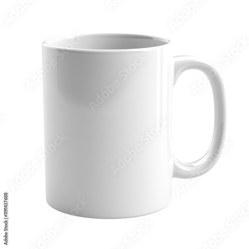 Plain White Coffee Mug Isolated on Transparent Background for Mockup Use