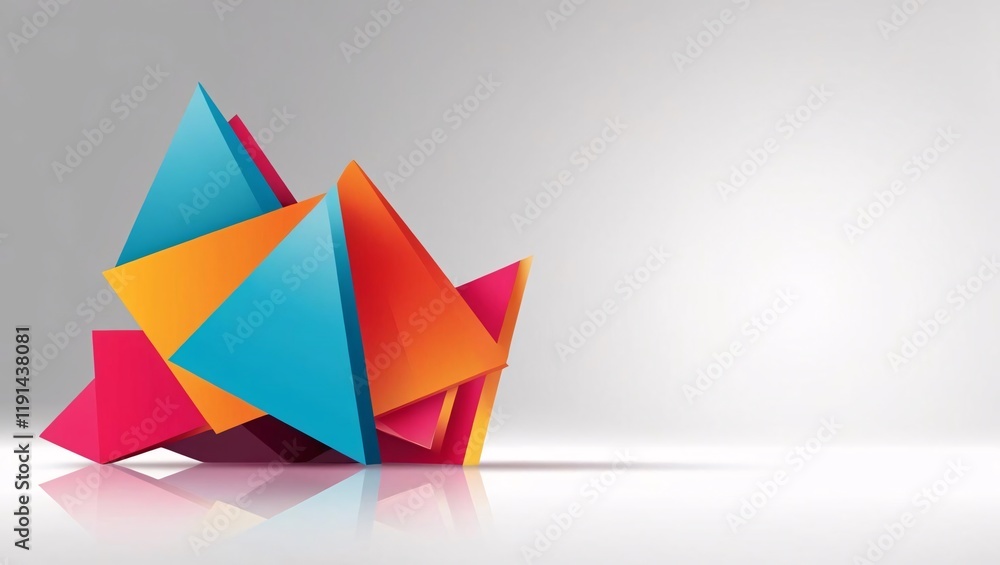 Geometric shapes clustered in one corner, fading into a clean white or black background, perfect for a technology-themed wallpaper or presentation banner.

