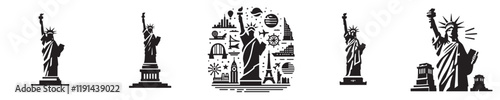 vector collection of statue of liberty silhouettes
