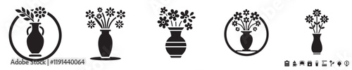 vector set of flower vases silhouettes