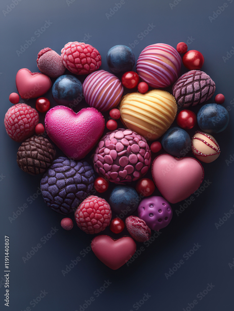 Heart-Shaped Arrangement of Assorted Gourmet Chocolates, Valentine's Day Card Heart-Shaped Arrangement of Assorted Gourmet Chocolates, Valentine's Day Card