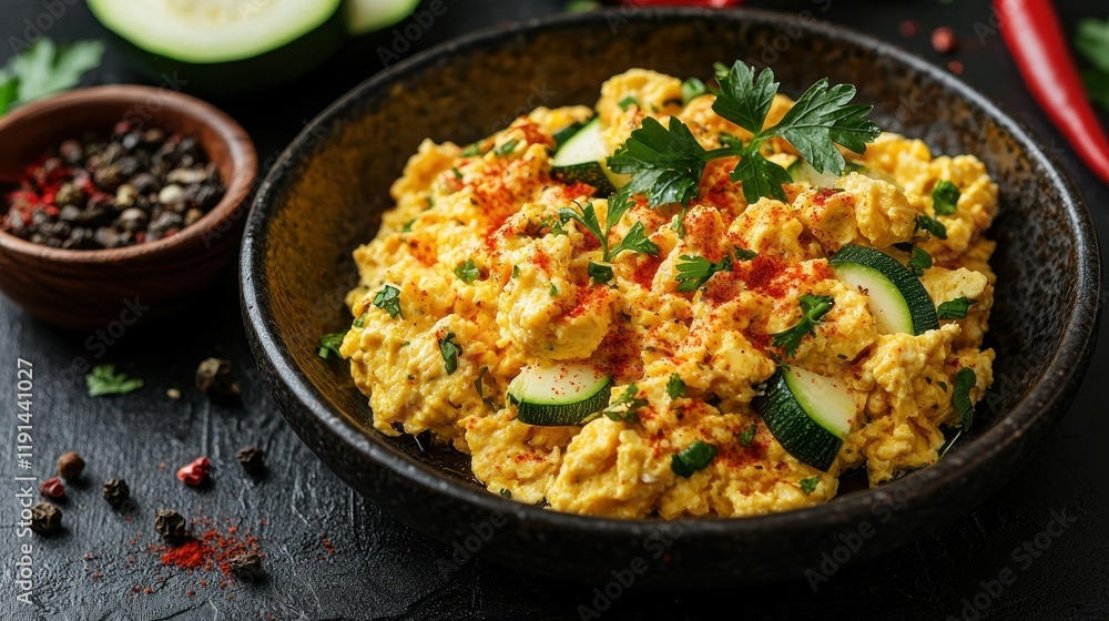 Delicious Scrambled Eggs with Zucchini and Paprika Delicious Scrambled Eggs with Zucchini and Paprika