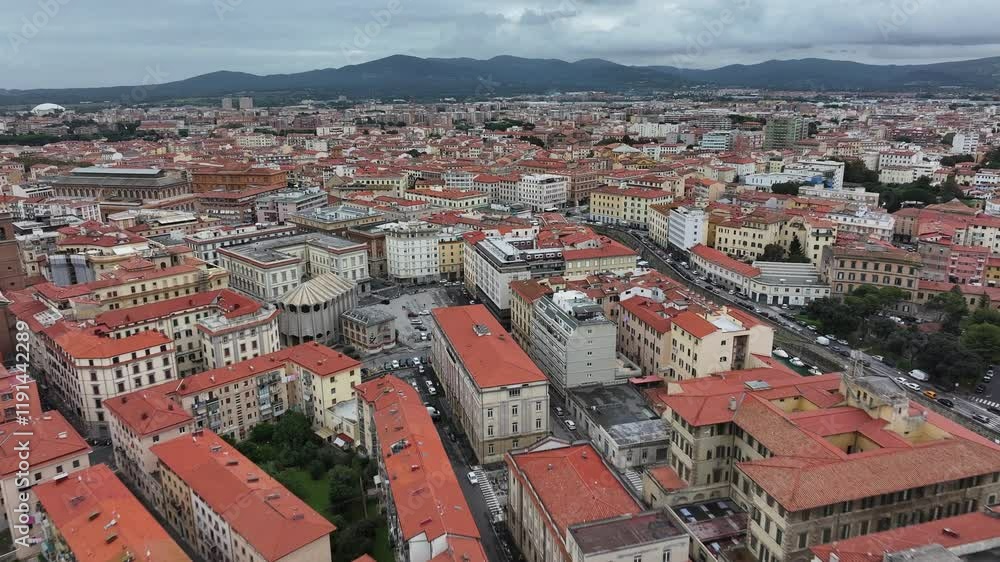 Aerial View of Colorful Rooftops in Old Town Livorno Aerial View of Colorful Rooftops in Old Town Livorno