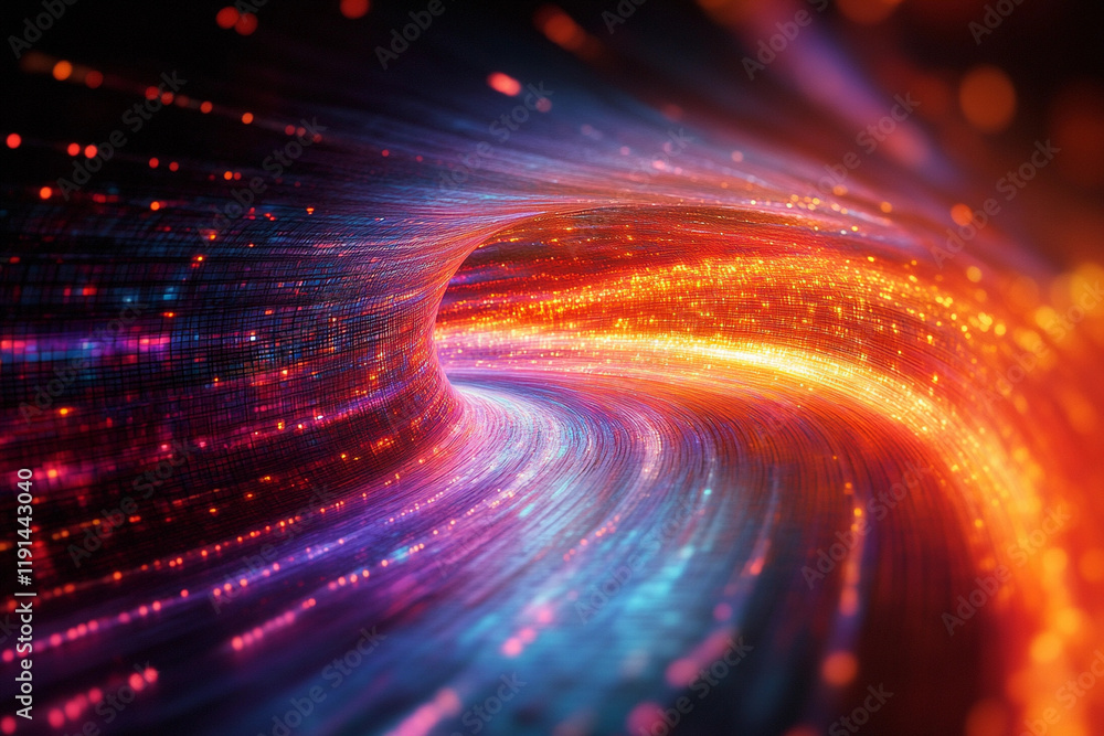 Pulse of Music: Iridescent light trails flow in an abstract spiral, pulsing in sync with an imagined rhythm, mirroring the rise and fall of a musical scale in vibrant color patterns Pulse of Music: Iridescent light trails flow in an abstract spiral, pulsing in sync with an imagined rhythm, mirroring the rise and fall of a musical scale in vibrant color patterns