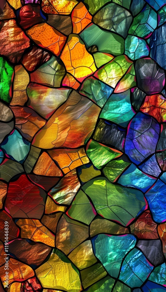 Captivating seamless pattern of abstract stained glass mosaics with vibrant colors and shapes Captivating seamless pattern of abstract stained glass mosaics with vibrant colors and shapes