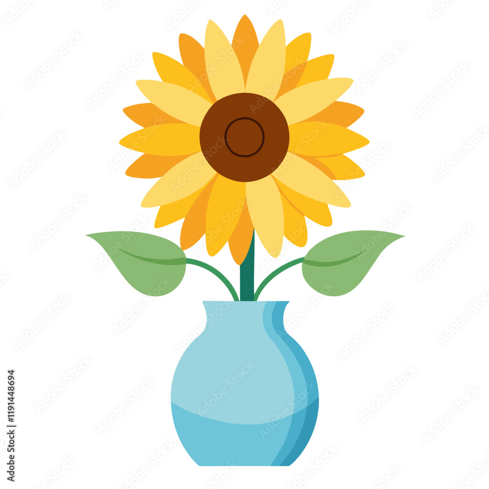 Obraz premium sunflower in vase vector illustration