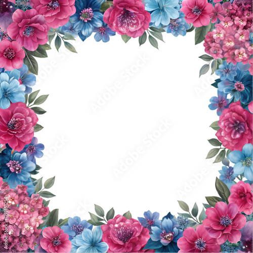 Wallpaper Mural beautiful floral border frame on white  Torontodigital.ca
