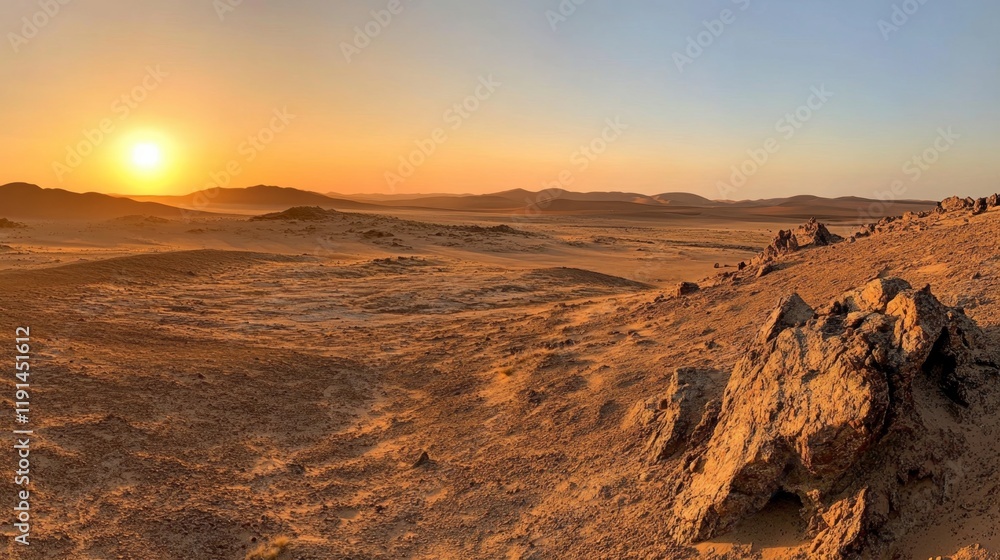 Fototapeta premium Golden Sunrise in the Desert Landscape