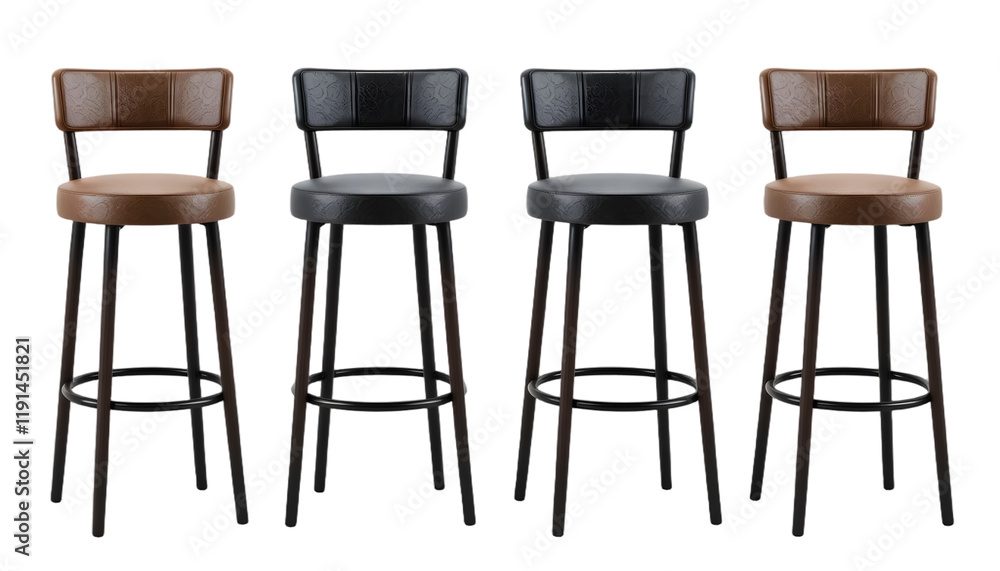 Fototapeta premium Set of stylish bar stools on transparent background
