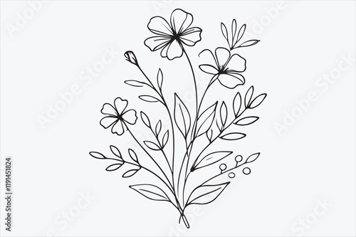 Simple line drawing of a floral arrangement