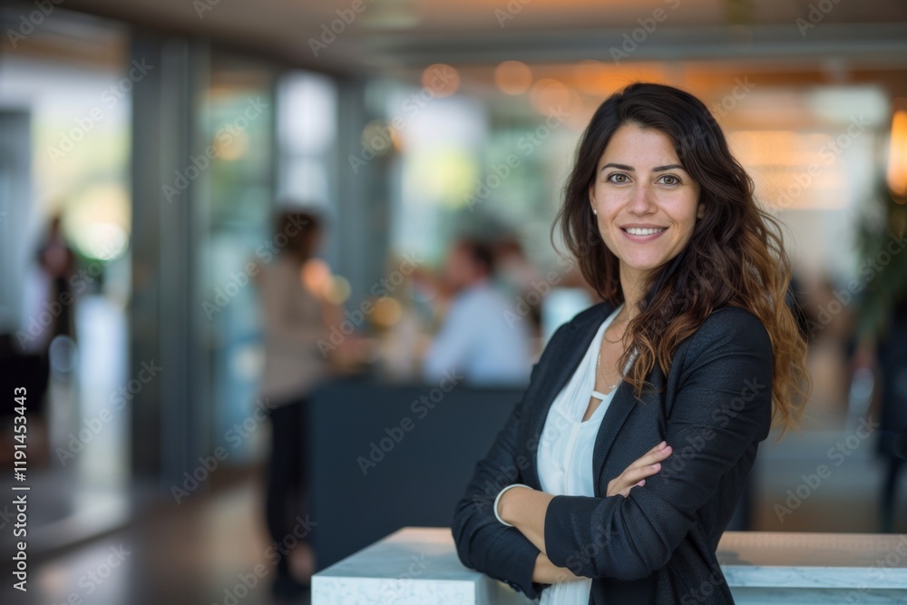Professional smiling business woman in modern office Professional smiling business woman in modern office