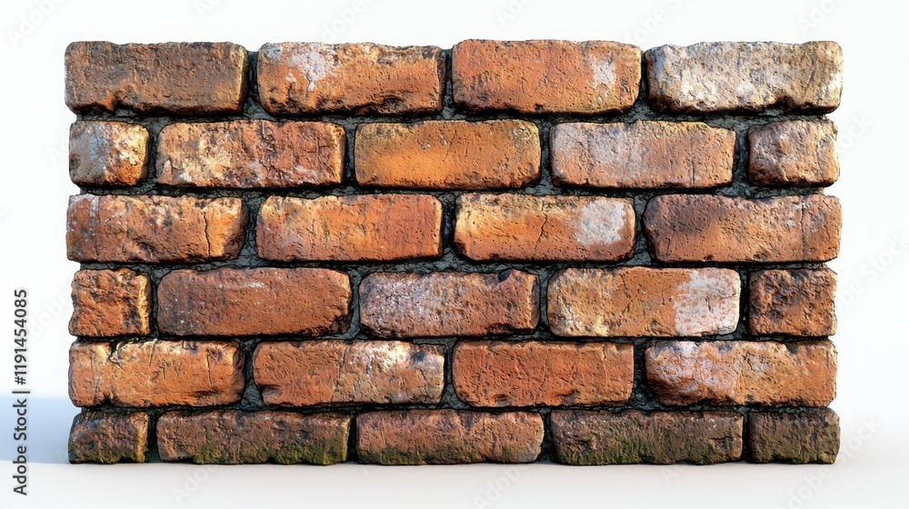 Fototapeta premium Aged Brick Wall Texture: A Detailed 3D Render of a Rustic Brick Wall Surface