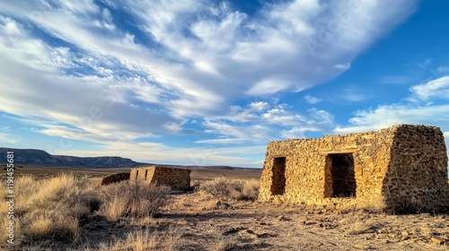 Ancient Stone Structures in the Desert Landscape