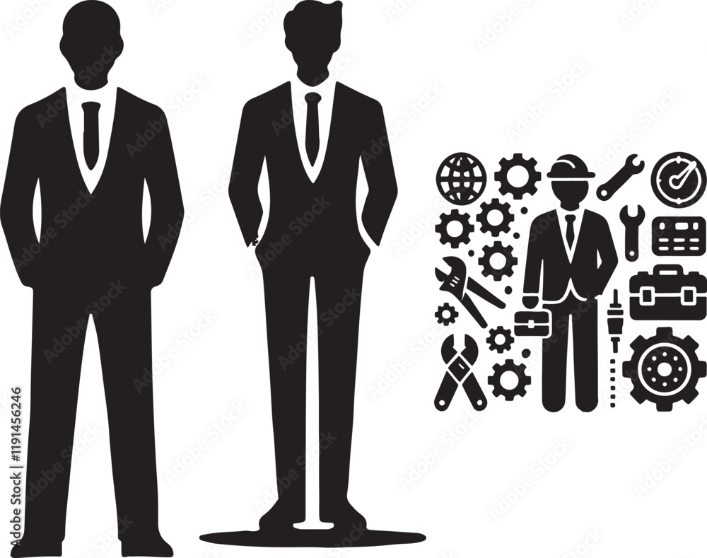 Standing man silhoutte, icon, white blackground Standing man silhoutte, icon, white blackground