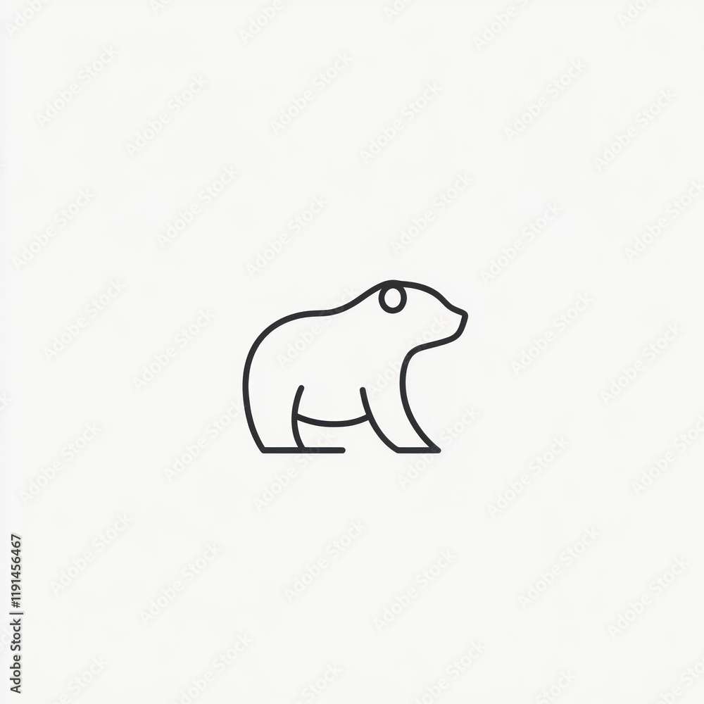Obraz premium Minimalist polar bear icon, white background, wildlife conservation, logo design
