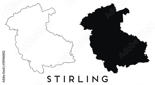Stirling map outline and black silhouette vector