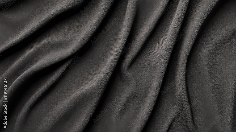 Obraz premium Abstract dark gray fabric texture with soft folds and wrinkles.