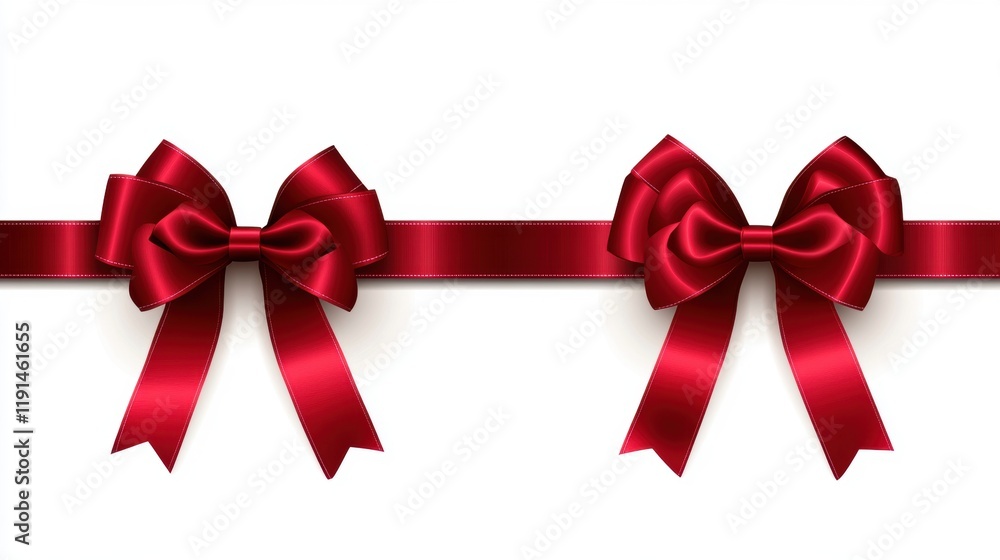 Fototapeta premium Elegant red bows with ribbon on a white background for occasions
