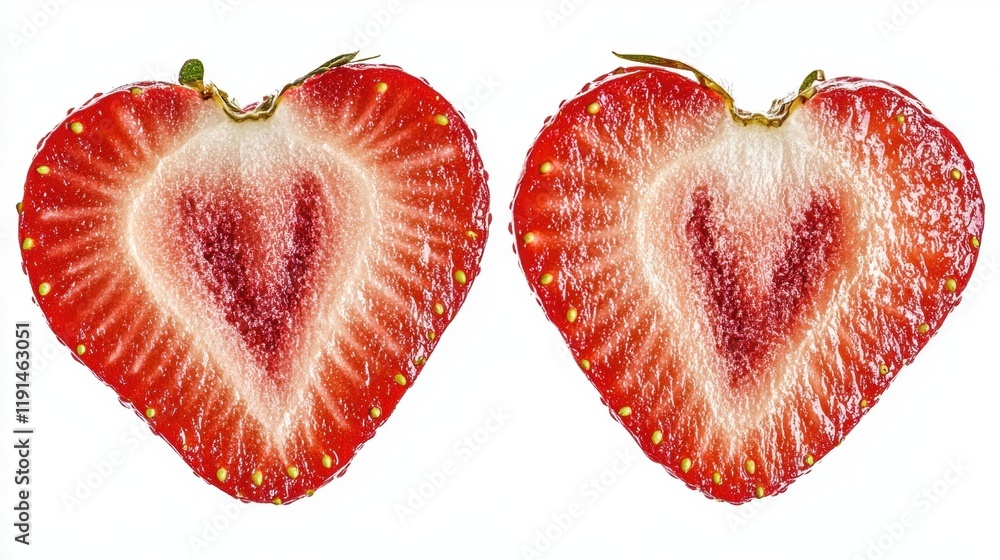 Heart-Shaped Strawberry Cut in Half Revealing Unique Design Heart-Shaped Strawberry Cut in Half Revealing Unique Design