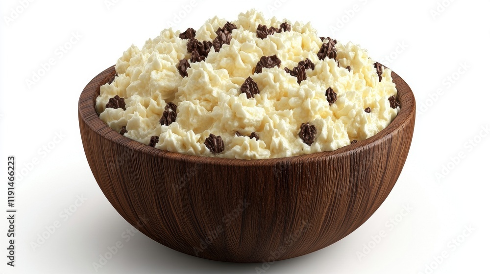 Delicious Bowl of Popcorn with Chocolate Chips on White Background Delicious Bowl of Popcorn with Chocolate Chips on White Background