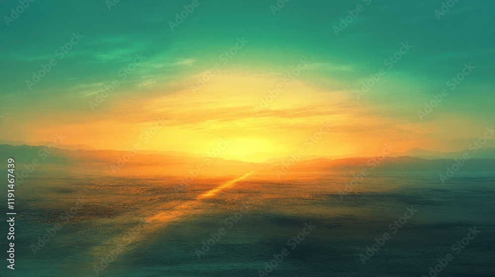 Obraz premium Serene Sunset Over Vast Plains and Distant Mountains