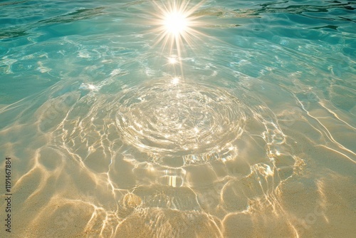 Vivid closeup captures sun rays converging in water