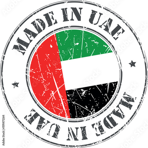 Made in UAE united arab emirates stamp scratched flag badge logo vector illustration