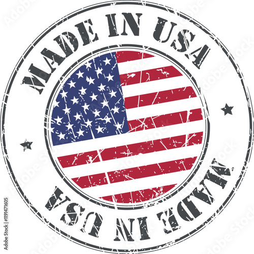 Made in USA united states of america stamp scratched flag badge logo vector illustration