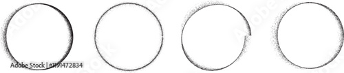 Round brushes pack .Grunge circle brushes. Vector brush Stroke. Distressed banner. Black circles with rough edges. paintbrush collection .Gradient paintbrush . Circular marks . Grunge textured circles
