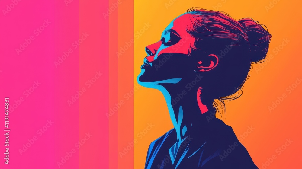 Vibrant Portrait of a Woman with Updo Hair Vibrant Portrait of a Woman with Updo Hair
