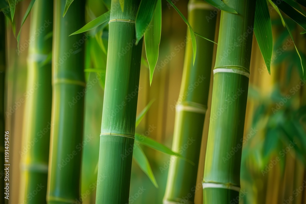 Obraz premium Close up of lush green bamboo stalks creating a serene natural backdrop