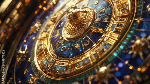 Wallpaper Mural Sagittarius zodiac sign against horoscope wheel. Astrology calendar. Esoteric horoscope and fortune telling concept Torontodigital.ca