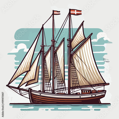 sailing sea ship vector illustration