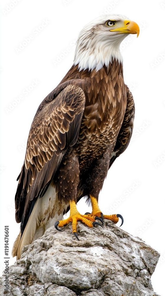 Obraz premium Majestic Eagle Perched on a Rock in a Natural Setting