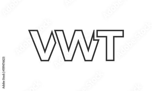 VWT logo design template with strong and modern bold text. Initial based vector logotype featuring simple and minimal typography. Trendy company identity. photo