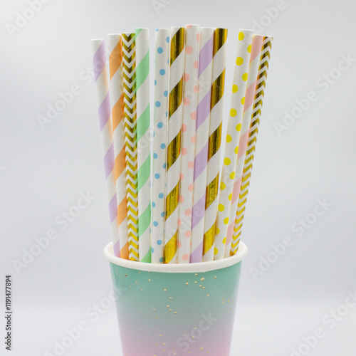 Pastel Paper Drinking Straws