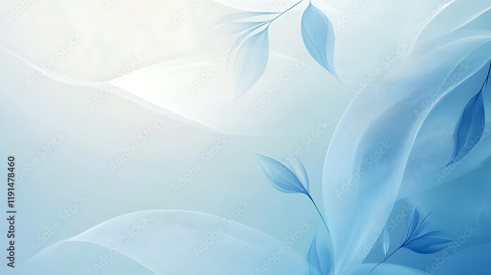 Abstract Blue Floral Design With Flowing Lines Abstract Blue Floral Design With Flowing Lines