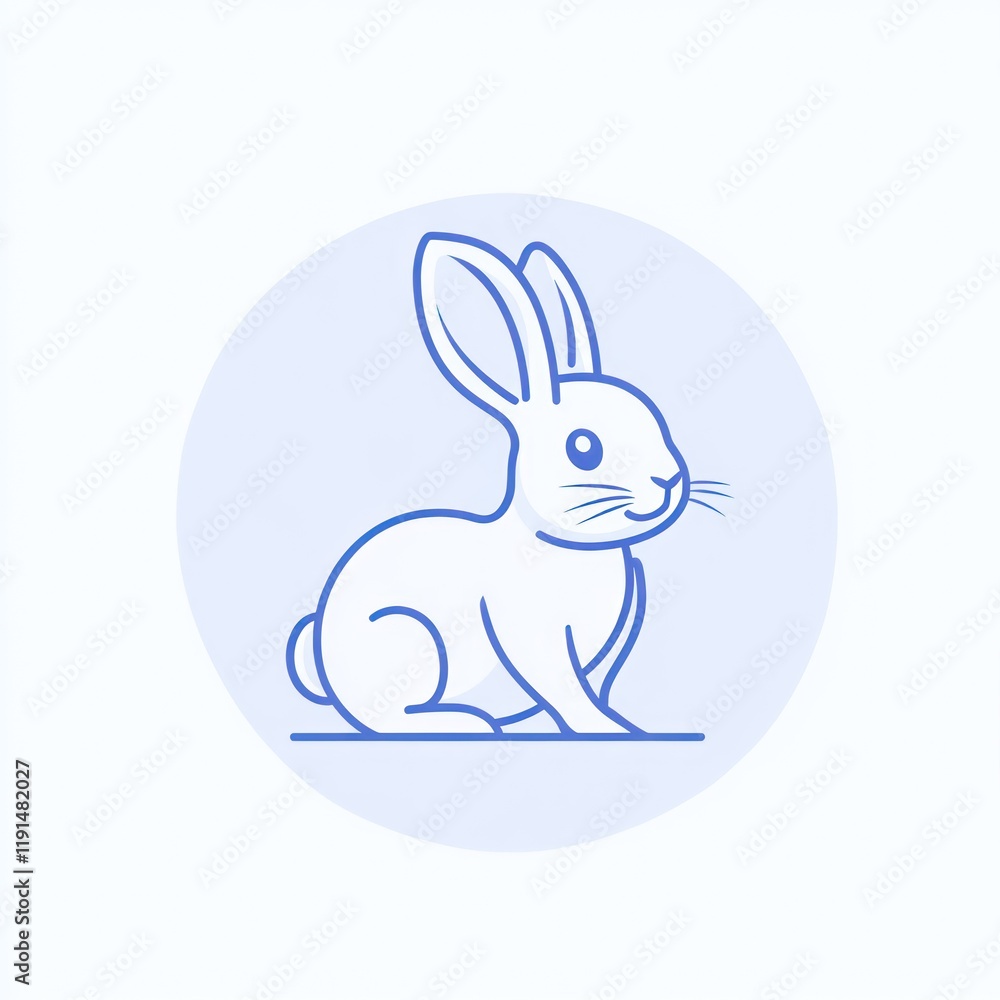 Fototapeta premium Sitting bunny illustration, pastel background, children's book, design element