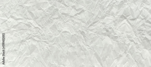 Crumpled grey paper texture. Abstract light blue background with wrinkled cardboard texture. Vector illustration horizontal crumpled empty white paper template for posters and banners.
