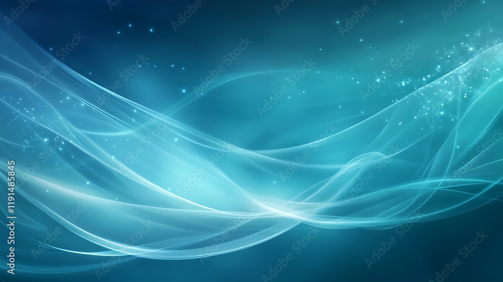 Abstract Teal Waves with Sparkling Lights Background Abstract Teal Waves with Sparkling Lights Background