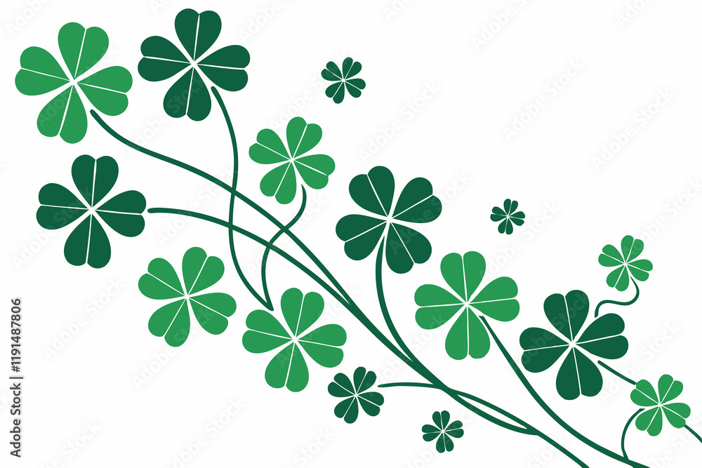 green clovers in various shades are connected by thin, flowing lines, creating a vibrant and lively pattern green clovers in various shades are connected by thin, flowing lines, creating a vibrant and lively pattern