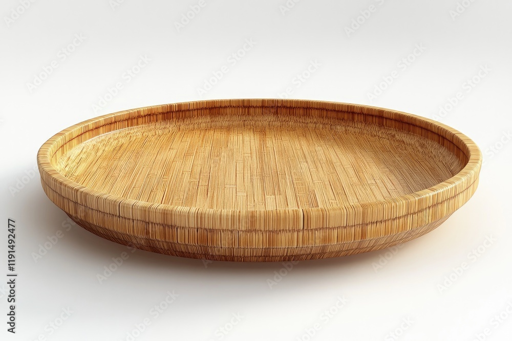 Natural bamboo plate showcasing smooth texture and elegant round Natural bamboo plate showcasing smooth texture and elegant round