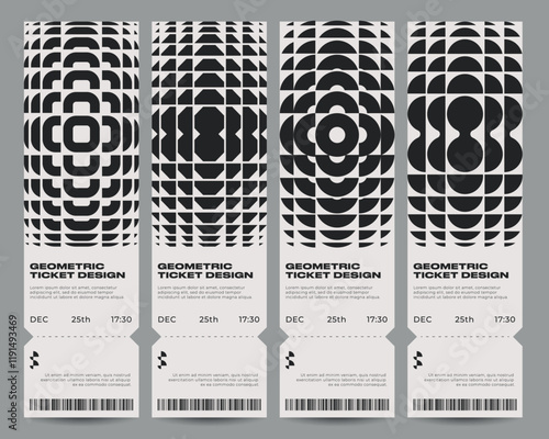 Minimalist geometric Event Tickets design set. Creative patterns design.