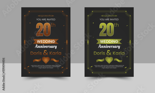 Elegant anniversary invitation design featuring sophisticated fonts, romantic motifs, and a graceful layout, perfect for celebrating love. Available in multiple formats for customization.