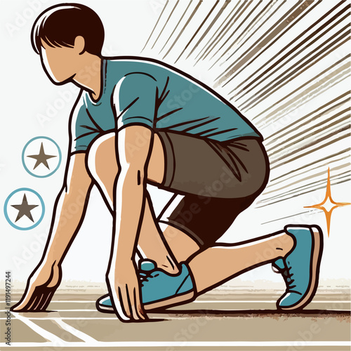 illustration of a runner in a squat position