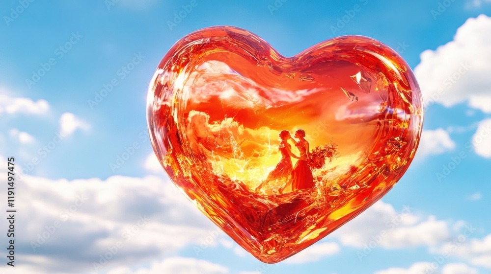 Heart Shaped Reflection in Romantic Setting Heart Shaped Reflection in Romantic Setting