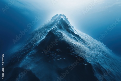 Underwater photo seamount fish vortex dramatic lighting and scale